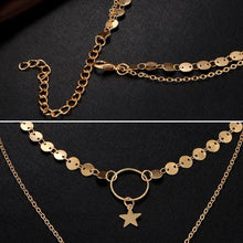 Load image into Gallery viewer, Simple Sexy Handmade Sequins Star Tassels Circle Clavicle Chain Long Pendant Double-layer Chain - Mega Discount Store Ghana