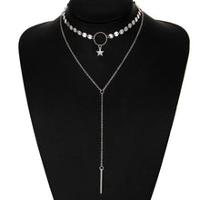 Load image into Gallery viewer, Simple Sexy Handmade Sequins Star Tassels Circle Clavicle Chain Long Pendant Double-layer Chain - Mega Discount Store Ghana