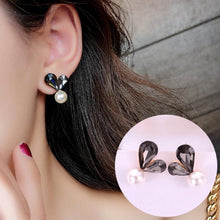 Load image into Gallery viewer, 1 Pair Ladies Sweet Cute Shining Heart Full Luster Bead Earring Studs(Grey) - Mega Discount Store Ghana