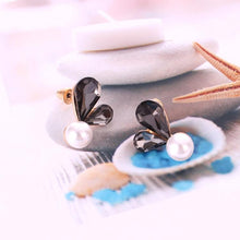 Load image into Gallery viewer, 1 Pair Ladies Sweet Cute Shining Heart Full Luster Bead Earring Studs(Grey) - Mega Discount Store Ghana