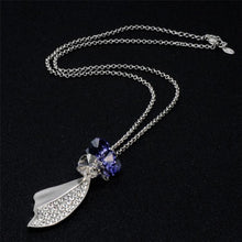 Load image into Gallery viewer, Purple Crystal Hanging Butterfly Wing with Zircon Necklace, Chain Length: 43cm - Mega Discount Store Ghana
