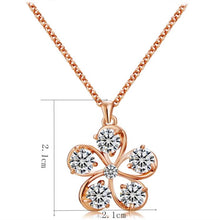 Load image into Gallery viewer, Rose Gold Five Petals with Crystal Pendant Necklace, Chain Length: 43cm - Mega Discount Store Ghana