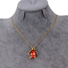 Load image into Gallery viewer, Golden Penguin with Red Crystal Pendant Necklace, Chain Length: 42.5cm - Mega Discount Store Ghana