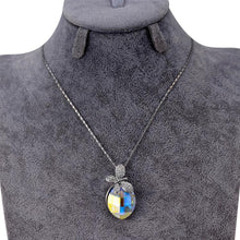Load image into Gallery viewer, Silver Inlay Zircon Enamel Egg-Shaped Crystal Pendant Necklace, Chain Length: 43cm - Mega Discount Store Ghana