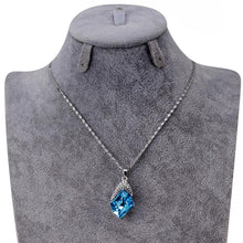 Load image into Gallery viewer, Silver Inlaid Zircon Inlaid Rectangular Blue Crystal Pendant Necklace, Chain Length: 45cm - Mega Discount Store Ghana