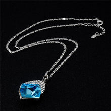 Load image into Gallery viewer, Silver Inlaid Zircon Inlaid Rectangular Blue Crystal Pendant Necklace, Chain Length: 45cm - Mega Discount Store Ghana