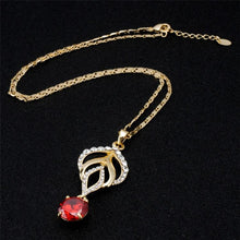 Load image into Gallery viewer, Golden Openwork Diamond Hanging Red Crystal Pendant Necklace, Chain Length: 43cm - Mega Discount Store Ghana