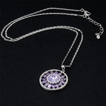 Load image into Gallery viewer, Silver Inlaid Zircon Round Magic Array Inlaid Purple Crystal Pendant Necklace, Chain Length: 43cm - Mega Discount Store Ghana