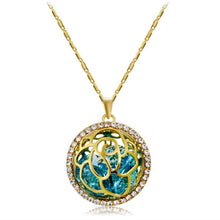 Load image into Gallery viewer, Gold Cutout Sphere with Blue Crystal Outer Ring and Zircon Necklace, Chain Length: 44cm - Mega Discount Store Ghana
