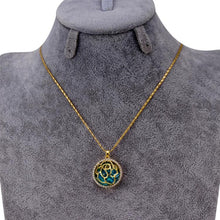 Load image into Gallery viewer, Gold Cutout Sphere with Blue Crystal Outer Ring and Zircon Necklace, Chain Length: 44cm - Mega Discount Store Ghana