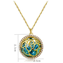 Load image into Gallery viewer, Gold Cutout Sphere with Blue Crystal Outer Ring and Zircon Necklace, Chain Length: 44cm - Mega Discount Store Ghana