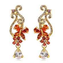 Load image into Gallery viewer, Butterfly + Plum Crystal Drop Earrings For Women - Mega Discount Store Ghana