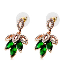 Load image into Gallery viewer, Shamrock Gold-Plated Diamond Hanging Green Crystal Earrings for Women - Mega Discount Store Ghana