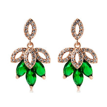 Load image into Gallery viewer, Shamrock Gold-Plated Diamond Hanging Green Crystal Earrings for Women - Mega Discount Store Ghana