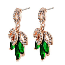 Load image into Gallery viewer, Shamrock Gold-Plated Diamond Hanging Green Crystal Earrings for Women - Mega Discount Store Ghana