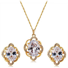 Load image into Gallery viewer, Flower Style Gold-Plated Crystal Pendant Necklace Earring Set for Women, Chain Length: 47.5cm - Mega Discount Store Ghana
