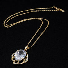Load image into Gallery viewer, Flower Style Gold-Plated Crystal Pendant Necklace Earring Set for Women, Chain Length: 47.5cm - Mega Discount Store Ghana