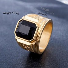 Load image into Gallery viewer, Retro Square Gemstone Carved Dragon Totem Signet Titanium Steel Ring (Black) - Mega Discount Store Ghana