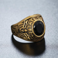 Load image into Gallery viewer, Retro Round Gemstone Carved Soldier Army Military Titanium Steel Ring - Mega Discount Store Ghana