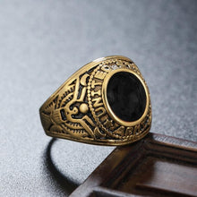 Load image into Gallery viewer, Retro Round Gemstone Carved Soldier Army Military Titanium Steel Ring - Mega Discount Store Ghana