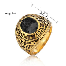 Load image into Gallery viewer, Retro Round Gemstone Carved Soldier Army Military Titanium Steel Ring - Mega Discount Store Ghana