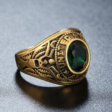 Load image into Gallery viewer, Retro Round Gemstone Carved Soldier Army Military Titanium Steel Ring - Mega Discount Store Ghana