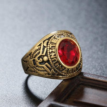 Load image into Gallery viewer, Retro Round Gemstone Carved Soldier Army Military Titanium Steel Ring - Mega Discount Store Ghana