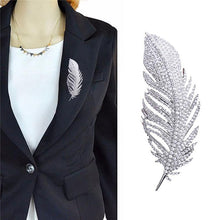 Load image into Gallery viewer, Simple Lady Feather Pattern High-grade Platinum Suits Corsage Brooch - Mega Discount Store Ghana