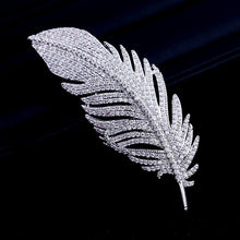 Load image into Gallery viewer, Simple Lady Feather Pattern High-grade Platinum Suits Corsage Brooch - Mega Discount Store Ghana