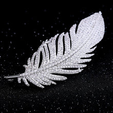 Load image into Gallery viewer, Simple Lady Feather Pattern High-grade Platinum Suits Corsage Brooch - Mega Discount Store Ghana