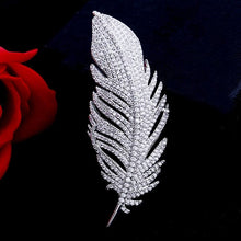 Load image into Gallery viewer, Simple Lady Feather Pattern High-grade Platinum Suits Corsage Brooch - Mega Discount Store Ghana