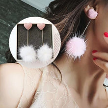 Load image into Gallery viewer, Sweet Lovely Stereo Love Mink Fur Ball Earrings Drop Earrings - Mega Discount Store Ghana