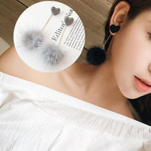 Load image into Gallery viewer, Sweet Lovely Stereo Love Mink Fur Ball Earrings Drop Earrings - Mega Discount Store Ghana