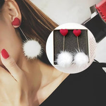 Load image into Gallery viewer, Sweet Lovely Stereo Love Mink Fur Ball Earrings Drop Earrings - Mega Discount Store Ghana