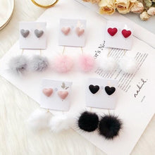 Load image into Gallery viewer, Sweet Lovely Stereo Love Mink Fur Ball Earrings Drop Earrings - Mega Discount Store Ghana
