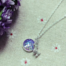 Load image into Gallery viewer, Women Shimmery Mermaid Scales Fish Time Gem Pendant Necklace - Mega Discount Store Ghana