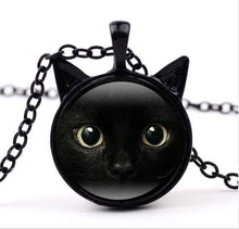 Load image into Gallery viewer, Painting Black Cat with Two Ears Jewelry Glass Cabochon Pendant Necklace - Mega Discount Store Ghana