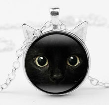 Load image into Gallery viewer, Painting Black Cat with Two Ears Jewelry Glass Cabochon Pendant Necklace - Mega Discount Store Ghana