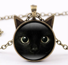 Load image into Gallery viewer, Painting Black Cat with Two Ears Jewelry Glass Cabochon Pendant Necklace - Mega Discount Store Ghana