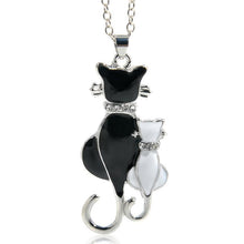 Load image into Gallery viewer, Cute Double Kitty Design pendant Fashion Women Charming Alloy Chain Sweater Necklace(Silver Plated) - Mega Discount Store Ghana