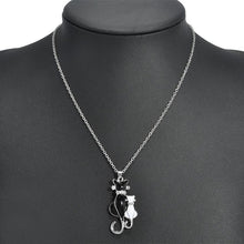 Load image into Gallery viewer, Cute Double Kitty Design pendant Fashion Women Charming Alloy Chain Sweater Necklace(Silver Plated) - Mega Discount Store Ghana
