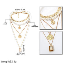Load image into Gallery viewer, Punk Multi Layered Pearl Choker Necklace Statement Virgin Mary Crystal Necklace Jewelry(Golden) - Mega Discount Store Ghana