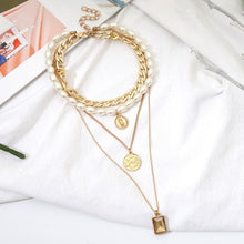 Load image into Gallery viewer, Punk Multi Layered Pearl Choker Necklace Statement Virgin Mary Crystal Necklace Jewelry(Golden) - Mega Discount Store Ghana