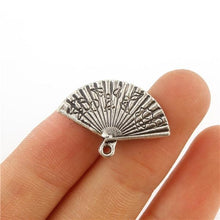 Load image into Gallery viewer, 100PCS CHINESE FAN Tibetan Silver 3D Charms Pendants Beads DIY Jewelry Making 13*24mm - Mega Discount Store Ghana