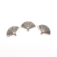 Load image into Gallery viewer, 100PCS CHINESE FAN Tibetan Silver 3D Charms Pendants Beads DIY Jewelry Making 13*24mm - Mega Discount Store Ghana