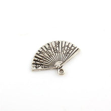 Load image into Gallery viewer, 100PCS CHINESE FAN Tibetan Silver 3D Charms Pendants Beads DIY Jewelry Making 13*24mm - Mega Discount Store Ghana