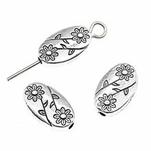 Load image into Gallery viewer, 30 PCS Flower Charms Beads Antique Silver Color Oval Flower Charms Beads Small Hole Spacers Beads. - Mega Discount Store Ghana