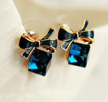 Load image into Gallery viewer, Bow-knot Cubic Crystal Earrings Rhinestone Stud Earrings For Women(Blue) - Mega Discount Store Ghana