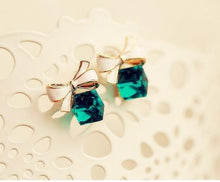 Load image into Gallery viewer, Bow-knot Cubic Crystal Earrings Rhinestone Stud Earrings For Women(Blue) - Mega Discount Store Ghana