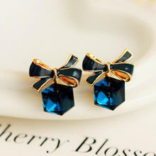Load image into Gallery viewer, Bow-knot Cubic Crystal Earrings Rhinestone Stud Earrings For Women(Blue) - Mega Discount Store Ghana